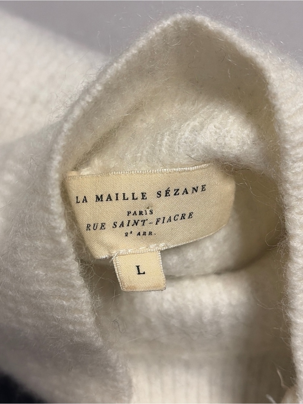 Sézane Striped Mohair Blend High Neck Button Shoulder Sweater Size L - Picture 6 of 10